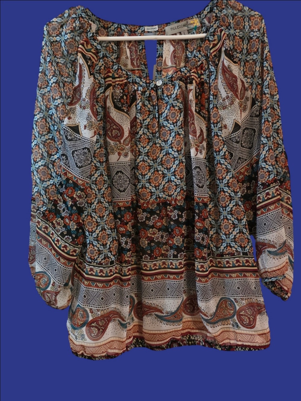 4/$67 Deal! Boho Paisley Peasant Blouse